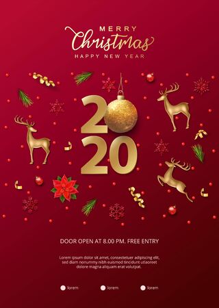 Christmas and New Year Posterのイラスト素材