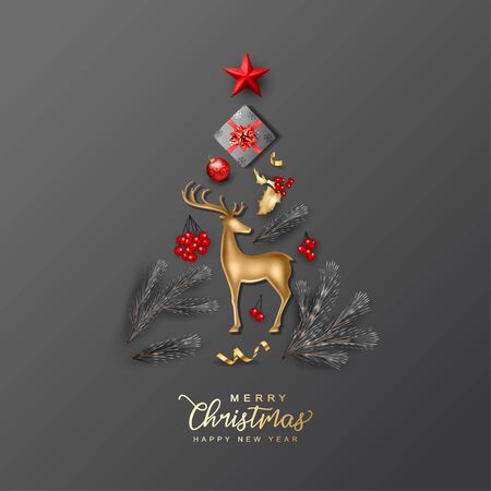 Christmas and New Year cardのイラスト素材