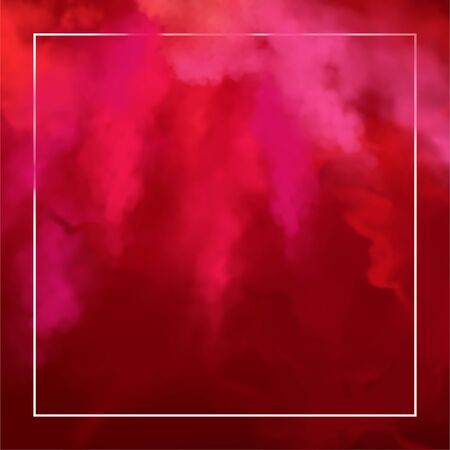 Decorative frame and red watercolor background with painting textureのイラスト素材