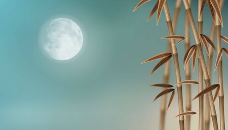 Autumn landscape with bambooのイラスト素材