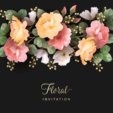 Greeting card with rosesのイラスト素材