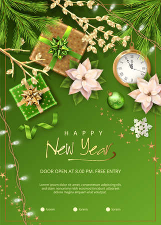 Christmas and New Year Posterのイラスト素材