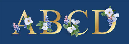 Floral Alphabet Fontのイラスト素材