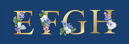 Floral Alphabet Fontのイラスト素材