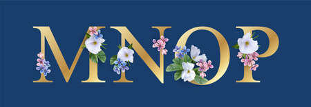 Floral Alphabet Fontのイラスト素材