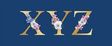 Floral Alphabet Fontのイラスト素材