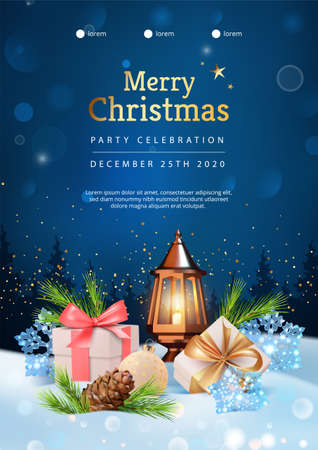 Christmas and New Year Posterのイラスト素材
