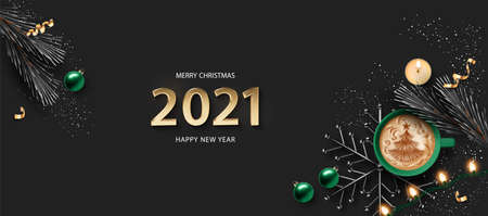 Christmas and New Year realistic bannerのイラスト素材