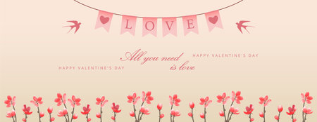 Valentines day banner illustrationのイラスト素材