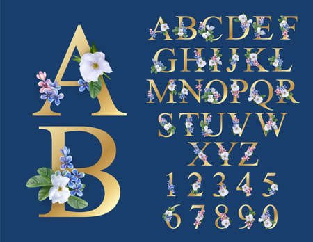 Floral Alphabet Fontのイラスト素材