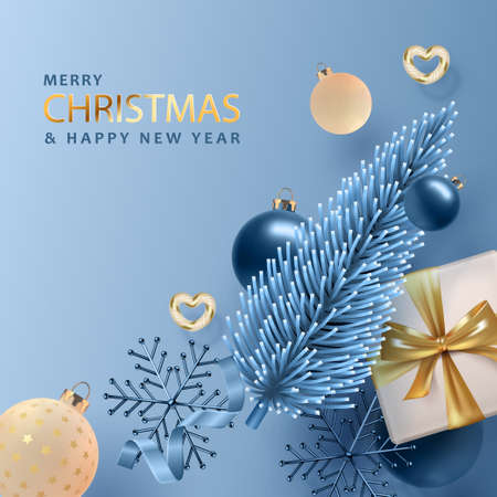 Merry Christmas and Happy New Year bannerのイラスト素材
