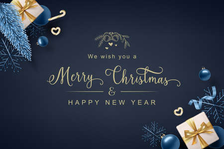 Merry Christmas and Happy New Year bannerのイラスト素材
