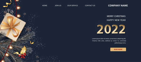 Merry Christmas and Happy New Year web background templateのイラスト素材