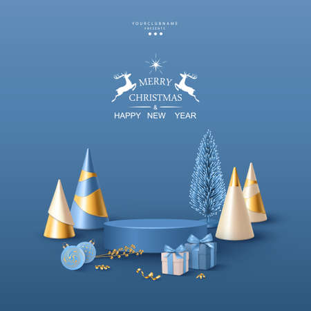 Merry Christmas and Happy New Year bannerのイラスト素材