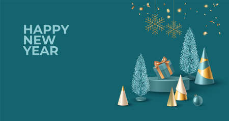 Merry Christmas and Happy New Year bannerのイラスト素材