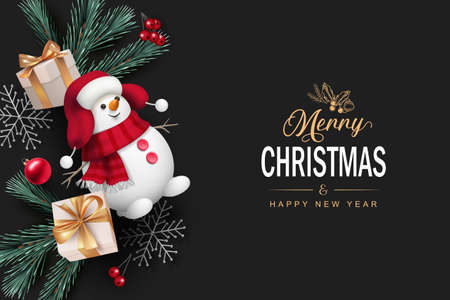 Merry Christmas and Happy New Year bannerのイラスト素材