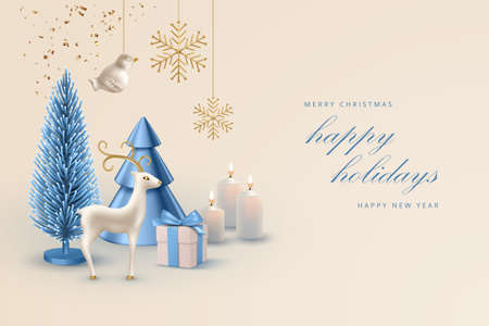Merry Christmas and Happy New Year bannerのイラスト素材