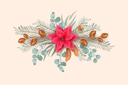 Merry Christmas and Happy New Year decorative garlandのイラスト素材
