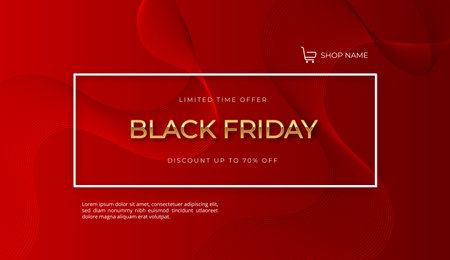 Black Friday sale banner. Abstract red background with geometric linesのイラスト素材