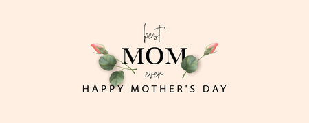 Happy Mothers Day floral banner. Minimalistic flat background with flowers. Calligraphy abstract art backgroundのイラスト素材