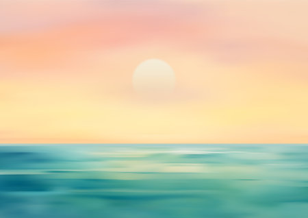 View of natural seascape. Beautiful paradise landscape. Sunrise on the seaのイラスト素材