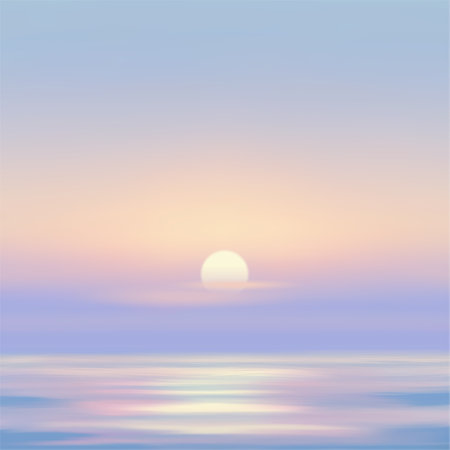 Beautiful seascape. Marine background. Sunrise on the seaのイラスト素材