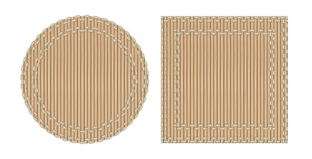 Set of wooden bamboo mat. Bamboo texture abstract backgroundのイラスト素材