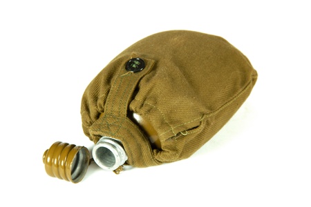 The image of a soldier's flask, isolated, on a white backgroundの写真素材