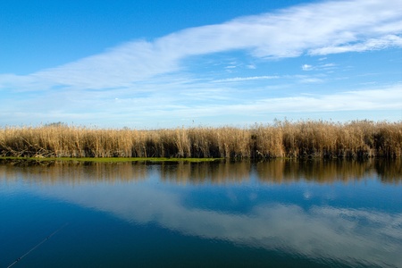 Beautiful reflection of the sky in the riverの写真素材