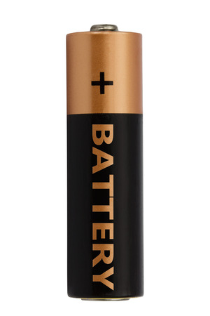 One AA battery isolated on white, with clipping path