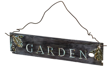 Vintage wooden sign on a white background - Gardenの写真素材