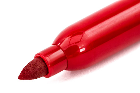 Felt-tip pen marker highlighter close-up, isolated on white backgroundの写真素材