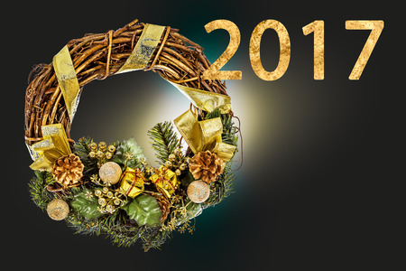 Happy New Year 2017 year on abstract blur festive background