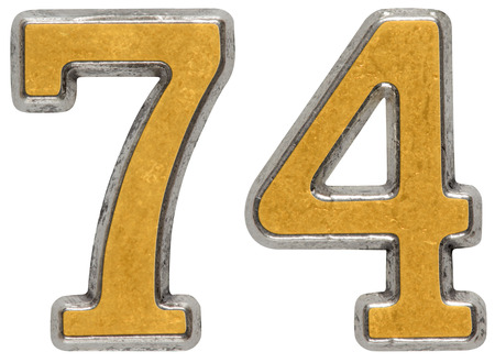 ヌメロ74  numero74  開封のみ訳あり Metal numeral 74, seventy-four, isolated on white background