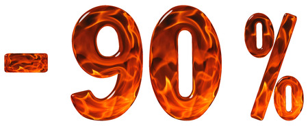 Percent off. Discount. Minus 90, ninety  percent, numerals isolated on white backgroundの写真素材