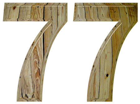 Numeral 77, seventy seven, isolated on white background, 3d renderの写真素材