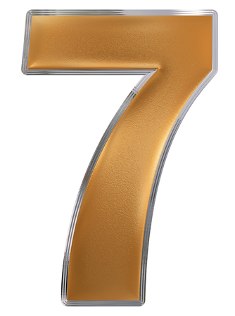 Numeral 7, seven, isolated on white background, 3d render
