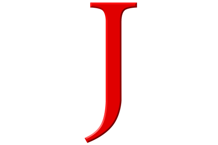 Uppercase letter J, isolated on white, 3D illustrationの写真素材