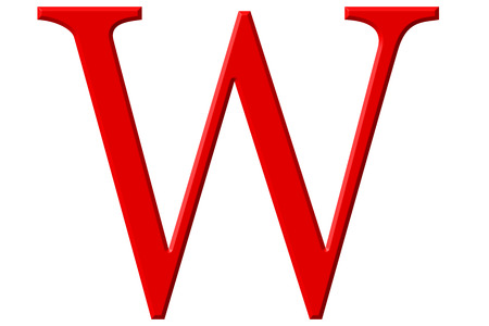Uppercase letter W, isolated on white, 3D illustrationの写真素材