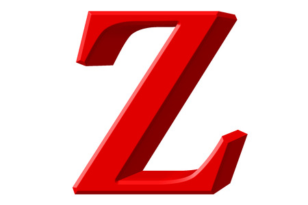 Lowercase letter Z, isolated on white, with clipping path, 3D illustrationの写真素材