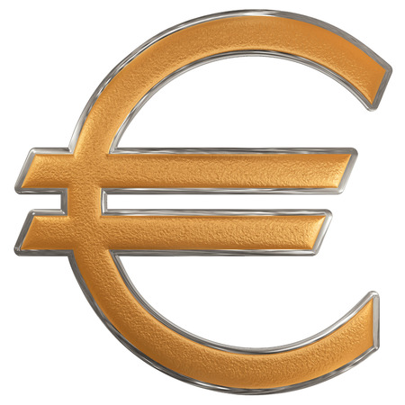 Euro symbol, isolated on white  background, 3D illustrationの写真素材