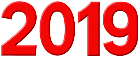 Inscription 2019, isolated on white background, 3d renderの写真素材