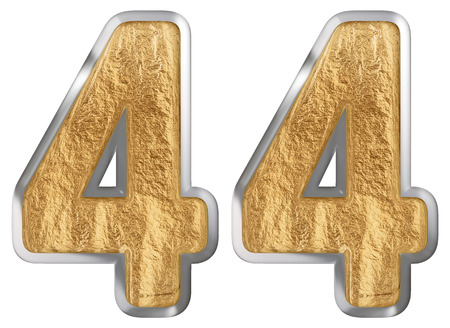 Numeral 44, forty four, isolated on white background, 3d renderの写真素材