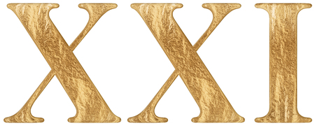 Roman numeral XXI, unus et viginti, 21, twenty one, isolated on white background, 3d renderの写真素材