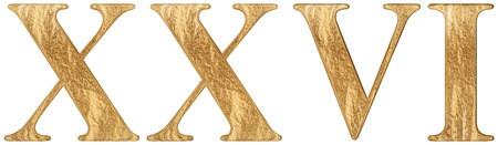 Roman numeral XXVI, sex et viginti, 26, twenty six, isolated on white background, 3d renderの写真素材