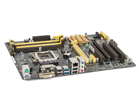 Computer motherboard isolated on white