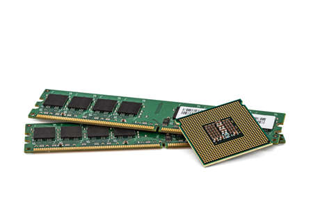 Random access memory and central processing unit of modern computer, RAM and CPU PC, isolated on...