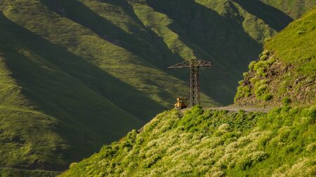 Views from one of the most dangerous road on the world in Georgia. Road to Omalo. Omalo Shatili trek.の写真素材