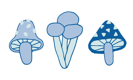 Three vector mushrooms on a white backgroundのイラスト素材