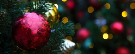 New Years banner. Background on Christmas and New Years Eve. A panoramic classic web banner with a title and a place to copy the design.の写真素材